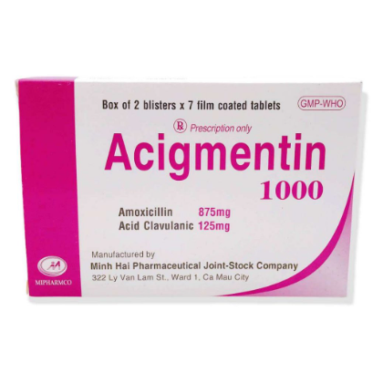 Acigmentin 1000mg   (2vi x 7 vien)