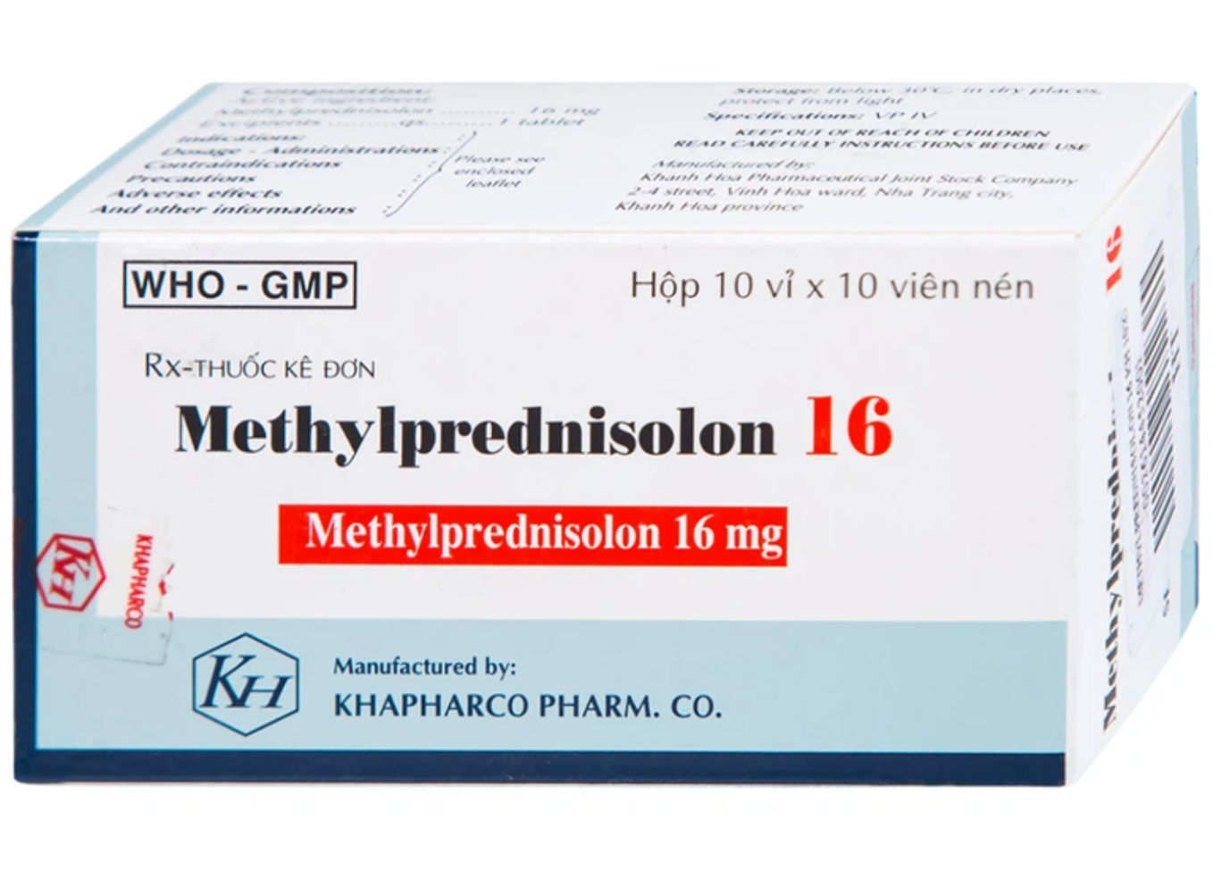 Methyl prednisolon 16mg ( Hop 10 Vi x 10 Vien)