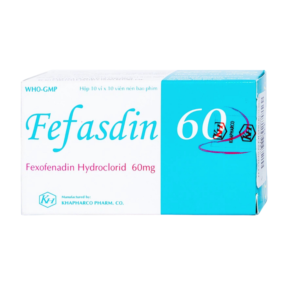 Fefasdin 60 Khapharco (Hộp 10 vỉ x 10 viên)