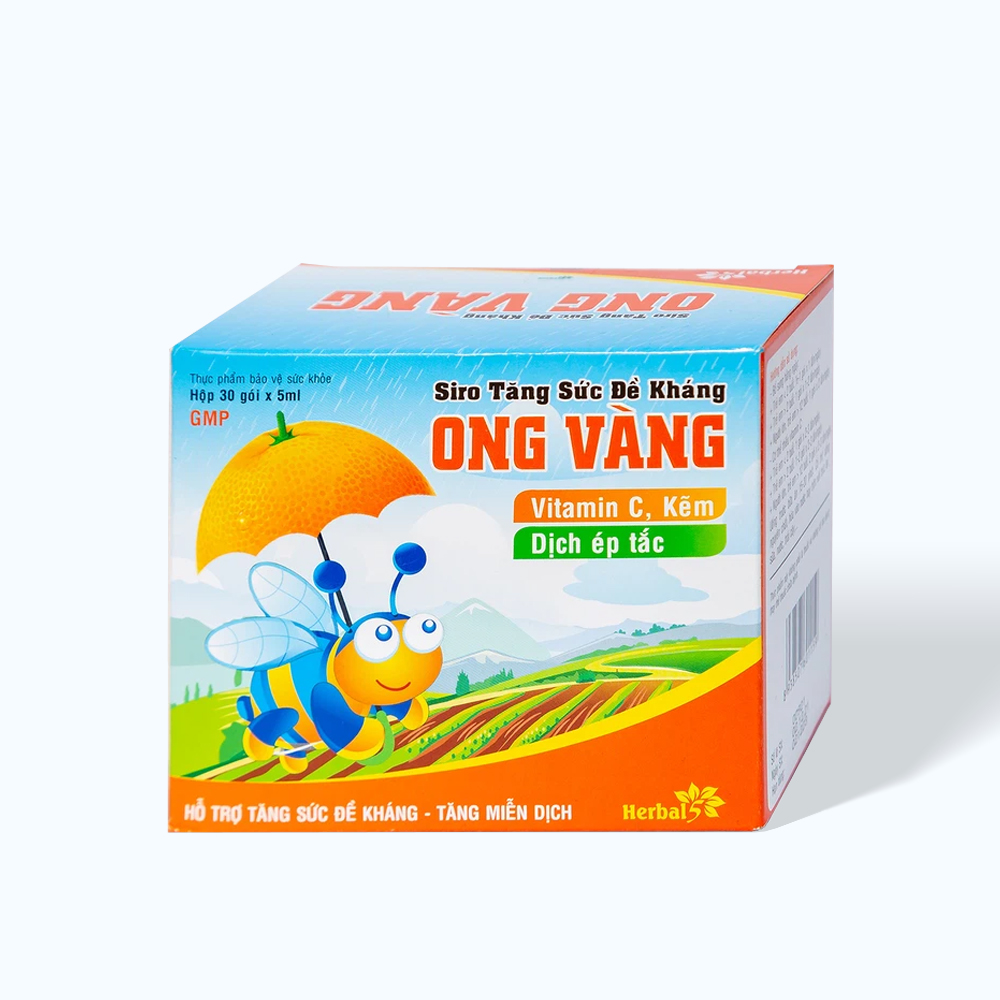 TDV ONG VANG Siro H.Tro De Khang Cho Tre Em Tu 3Y (Hop 30 Goi x 5ml)