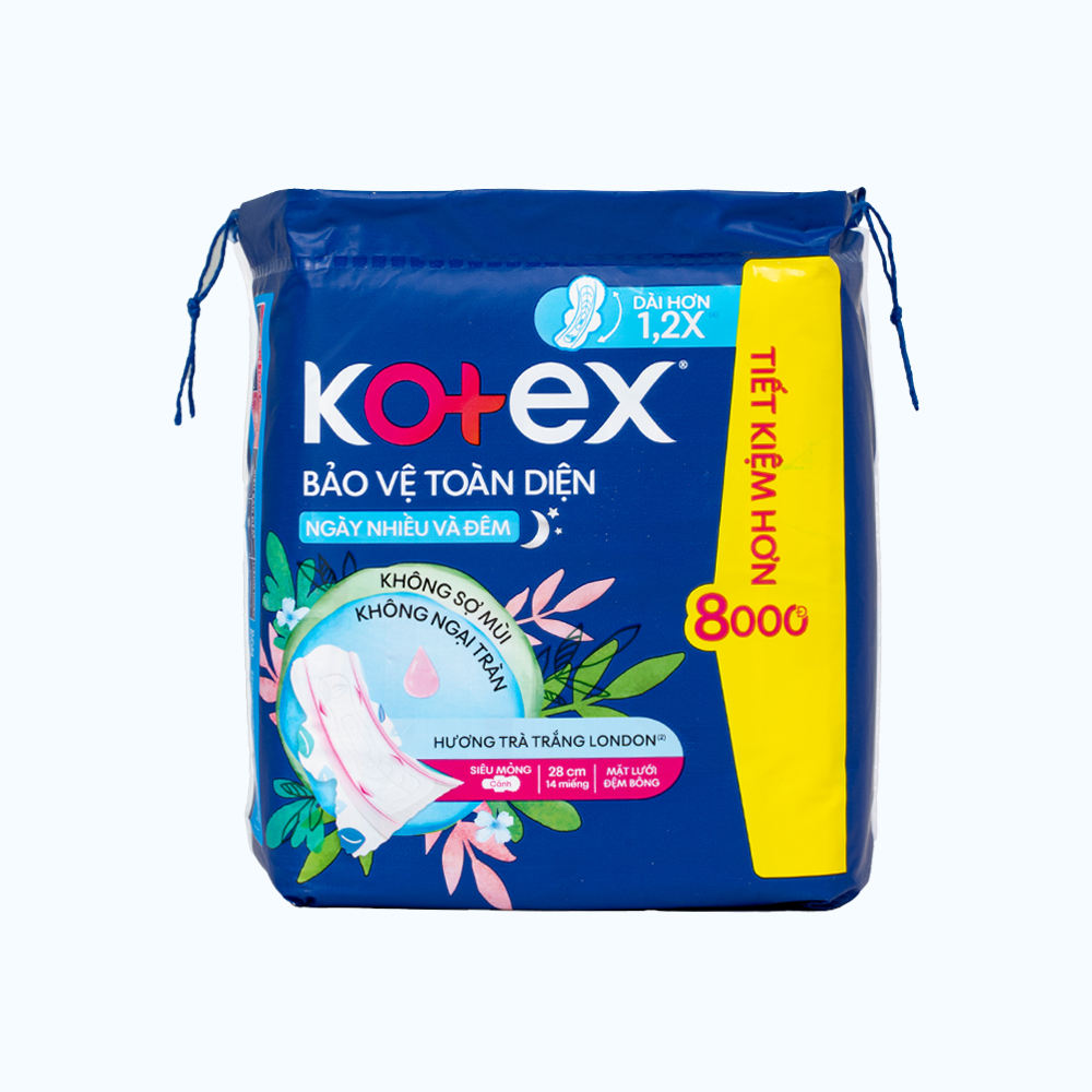 Kotex BVS Bao Ve Toan Dien Cho Ngay Nhieu va Dem 28cm 14M