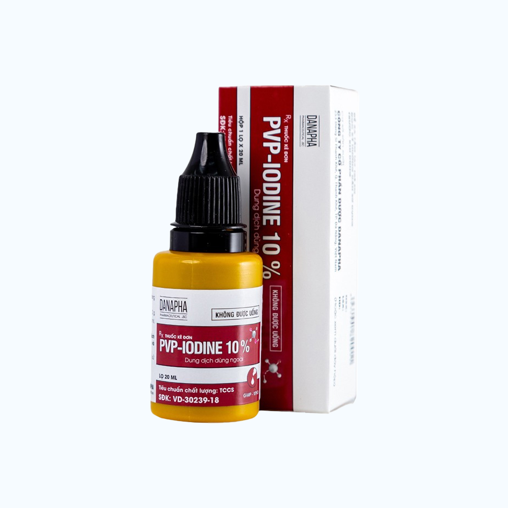 Dung dịch dùng ngoài PVP - IODINE 10% Danapha sát trùng vết thương hoặc vết bỏng bề mặt (chai 20ml)