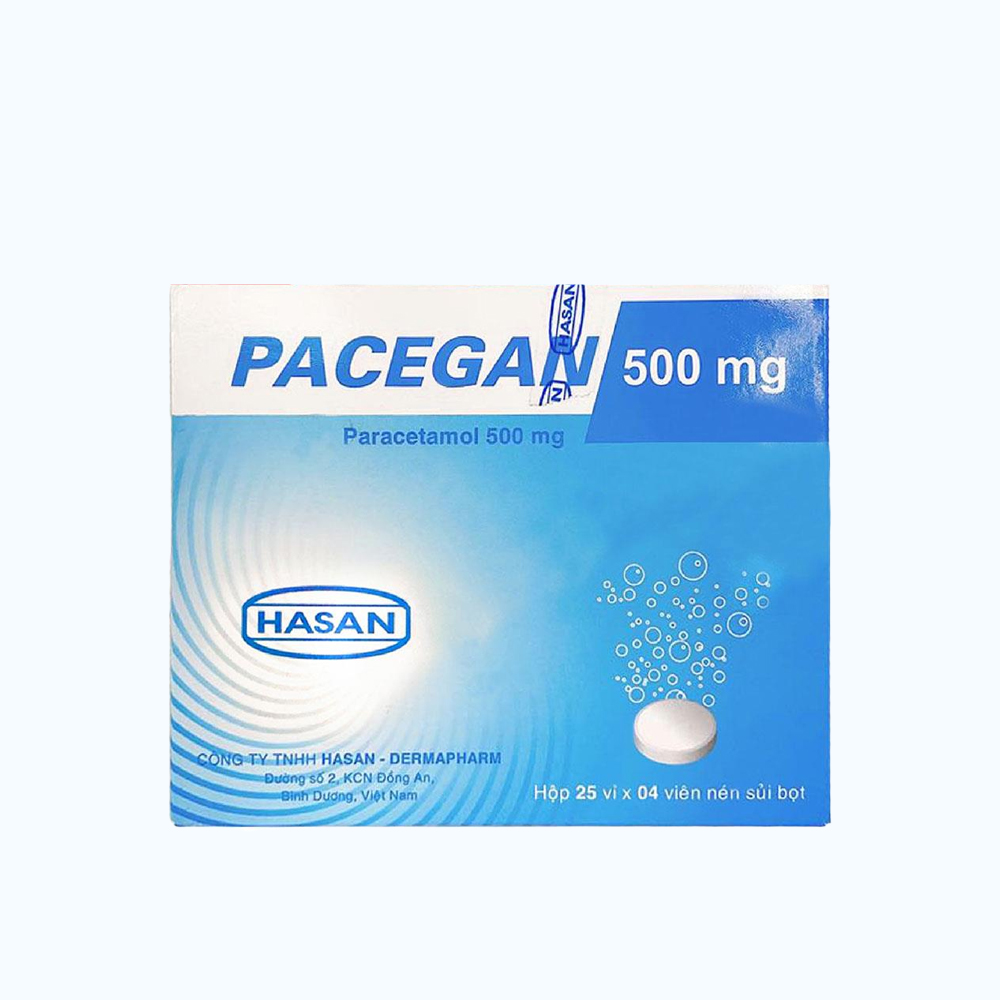 Viên nén sủi bọt Pacegan 500mg hạ sốt, giảm đau (25 vỉ x 4 viên)