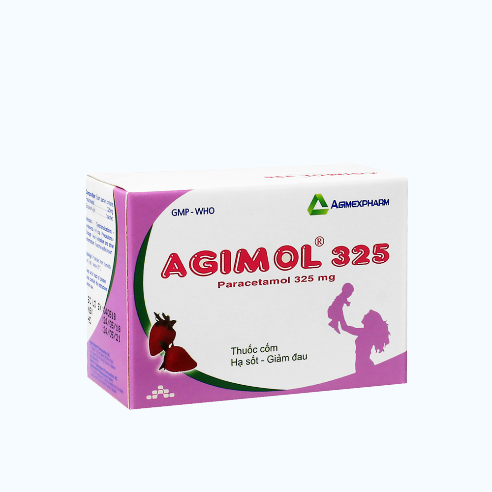Thuốc cốm Agimol 325mg Agimexpharm giảm đau từ nhẹ đến vừa và hạ sốt (hộp 30 gói)