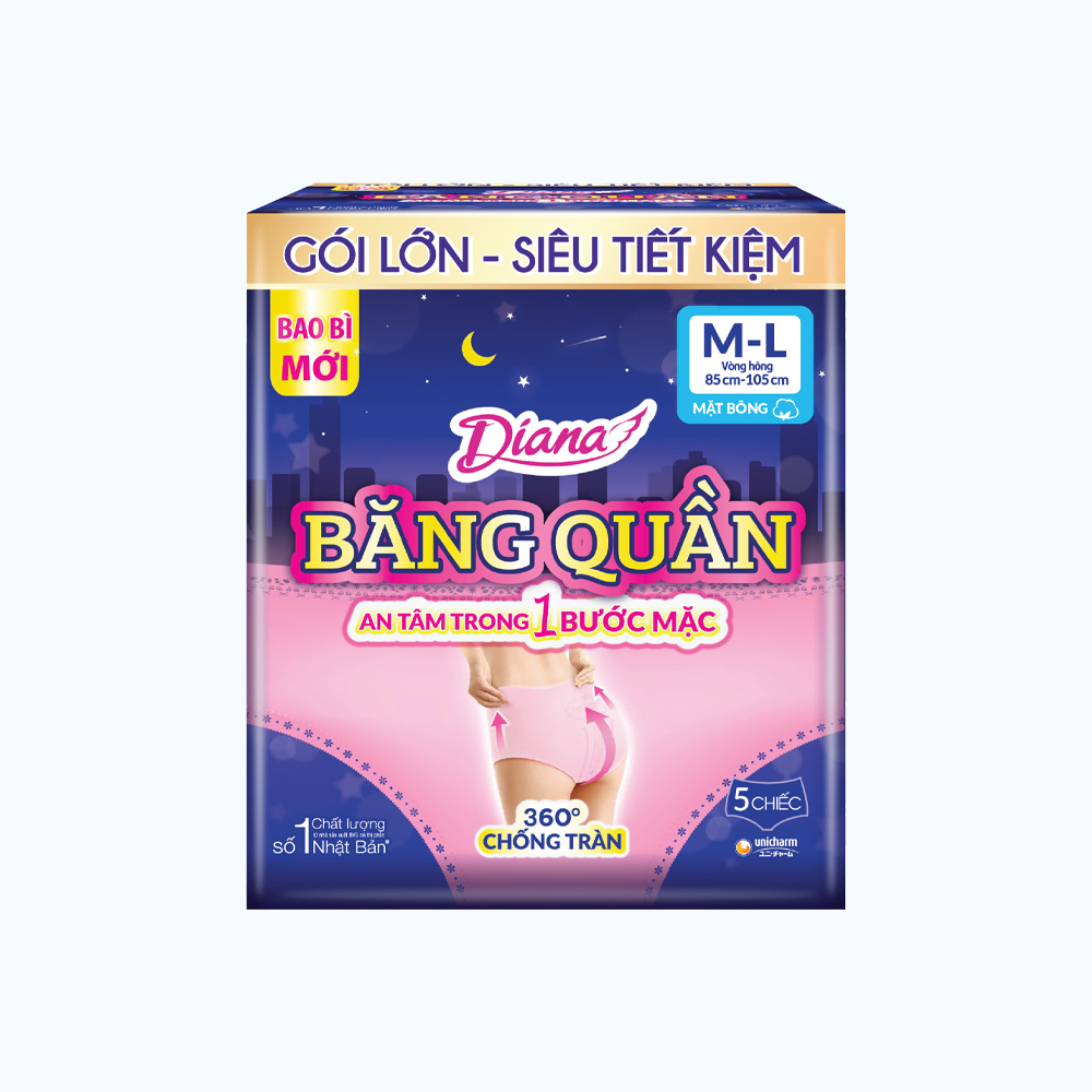 Diana Sensi BVS Dang Quan 360 Do Chong Trang Size M-L (5 Cai/Goi)