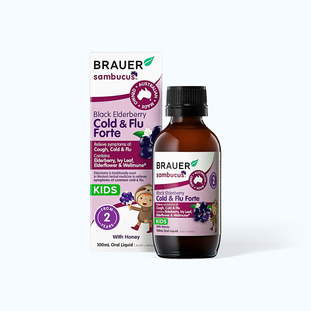 BRAUER Kid Elderberry Cold & Flu H.Tro Cam Cum Tre Tu 2Y (Chai 100ml)