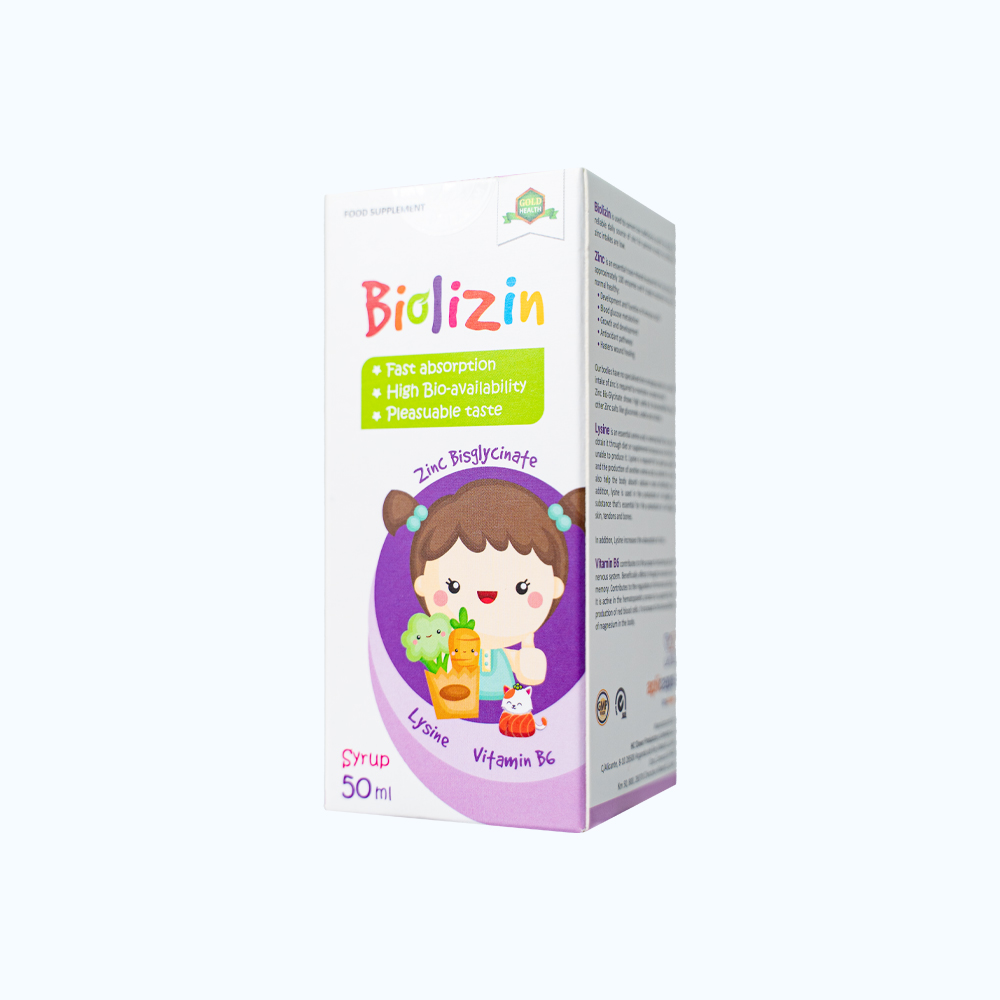 BIOLIZIN Bo Sung Kem Huu Co Ho Tro An Ngon Tang De Khang Cho Tre (Lo 50ml)