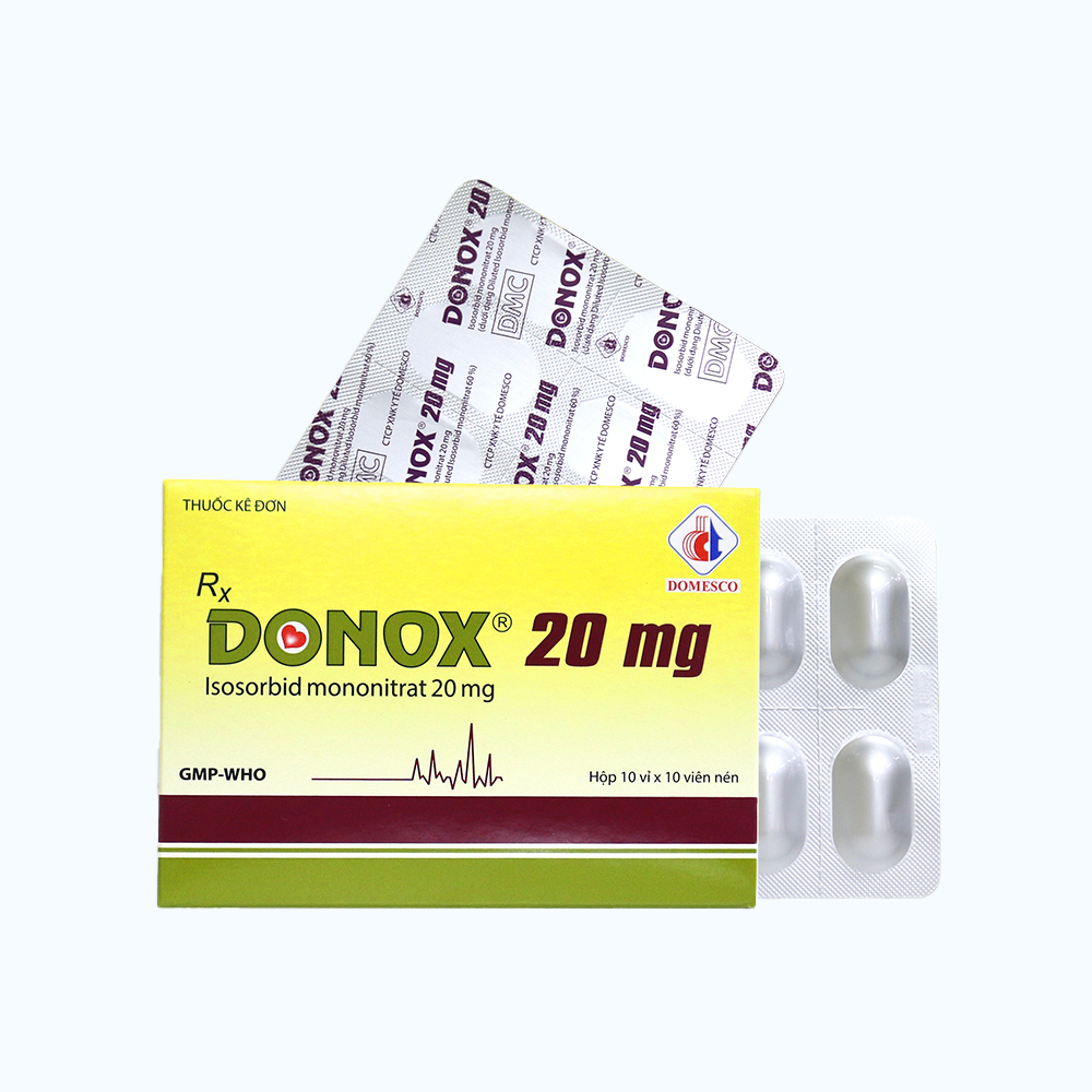 Viên uống Donox Domesco 20mg điều trị đau thắt ngực (3 vỉ x 10 viên)