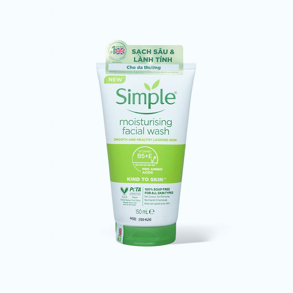 Simple Sua Rua Mat Duong Am Khong Chua Xa Phong 150ml/Tuyp
