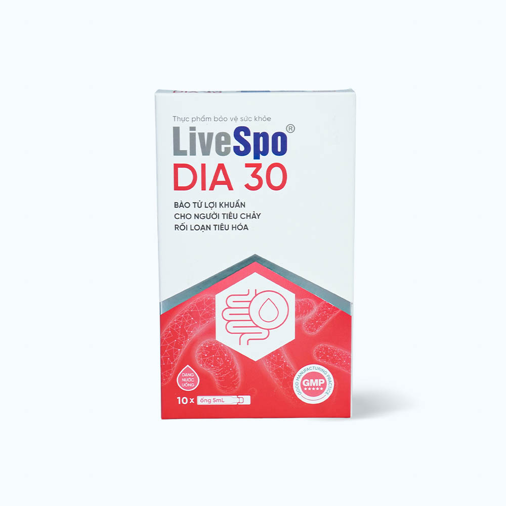 LIVESPO Dia 30 Men Vi Sinh H.tro Tieu Chay (Hop 10ong)