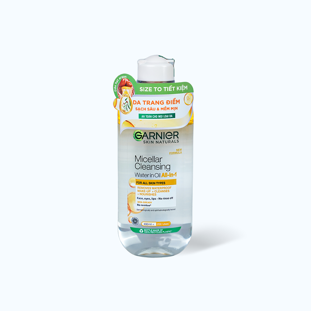 Garnier Micellar Oil-Infused Nuoc Tay Trang Lam Sach Da 400ml/Chai