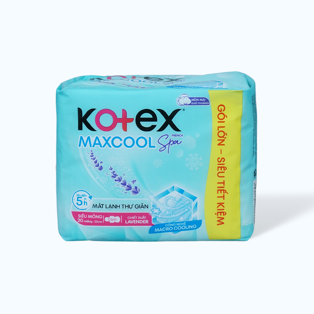 Kotex Max Cool Bang Ve Sinh Sieu Mong Co Canh 23cm 20M