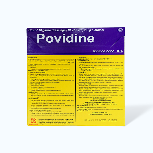 Povidine gac (Hop/10mieng) Pharmedic