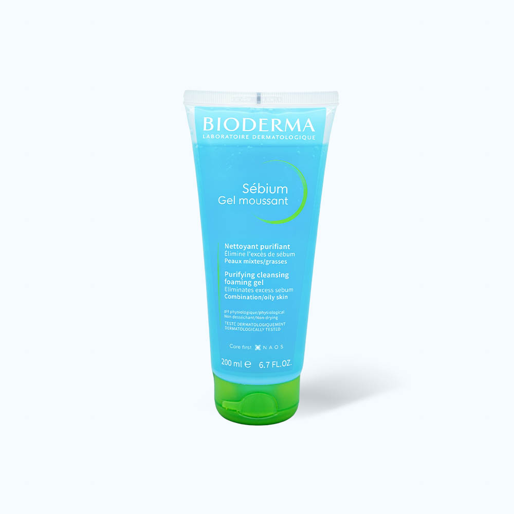 Gel rửa mặt tạo bọt BIODERMA Sebium Gel Moussant dành cho da hỗn hợp hoặc da dầu (Tuýp 200ml)