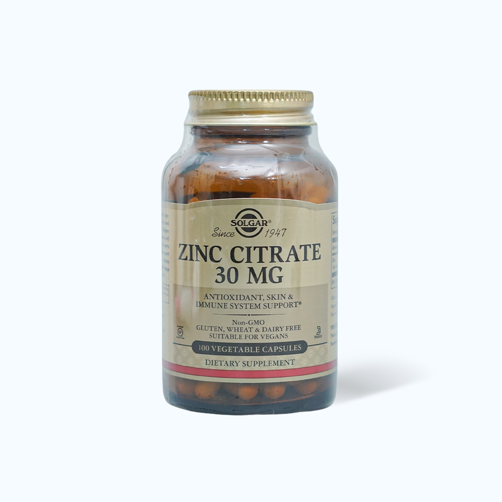 Solgar Zinc Citrate 30mg H.Tro Tang De Khang (Chai 100 Vien)