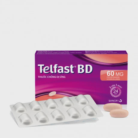Viên nén bao phim Telfast BD 60mg điều trị triệu chứng dị ứng, mày đay (1 vỉ x 10 viên)