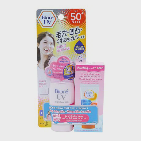 Sữa chống nắng dưỡng da sáng hồng Bioré (30ml) + Tặng kèm serum chống nắng dưỡng thể Bioré UV (15ml)