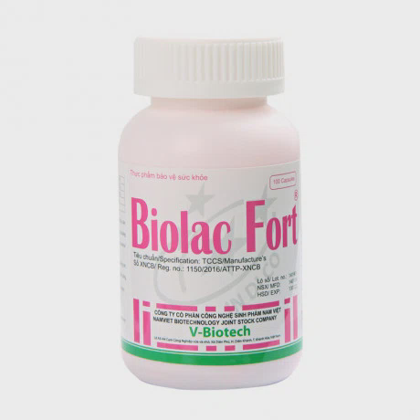 Viên uống Biolac Fort hỗ trợ cải thiện hệ tiêu hóa (Chai 100 viên)