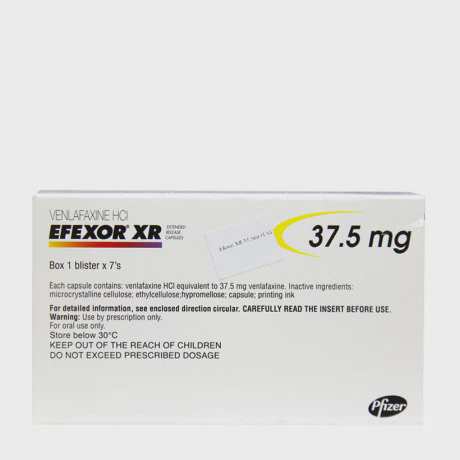 Viên giải phóng có kiểm soát Efexor XR 37.5mg điều trị rối loạn trầm cảm và lo âu (1 vỉ x 7 viên)