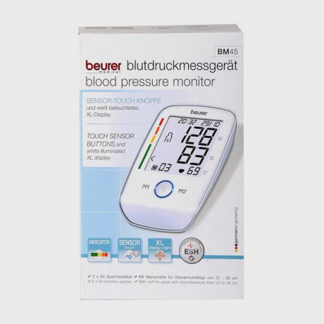 Máy đo huyết áp bắp tay BEURER BM45 sử dụng công nghệ đo dao động, lấy kết quả nhanh và chính xác