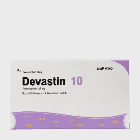 Viên nén Devastin 10mg điều trị tăng cholesterol máu, giảm mỡ máu (3 vỉ x 10 viên)