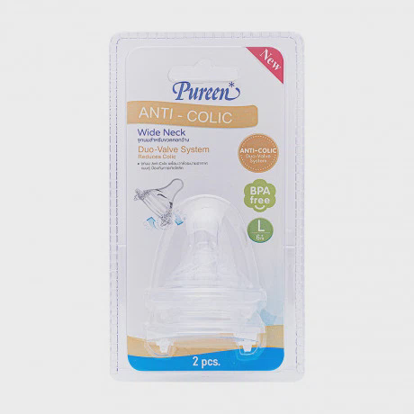 Núm vú Silicone size L cho bình sữa cổ rộng Pureen (2 cái/vỉ)