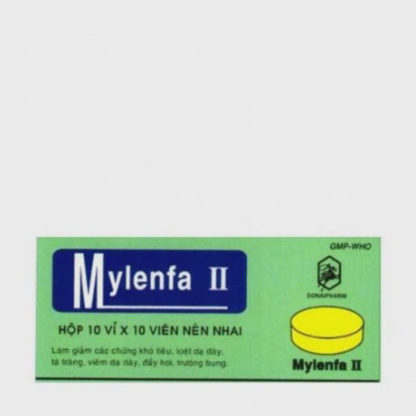 Viên nhai Mylenfa II trị viêm, loét dạ dày, tá tràng, đầy hơi, ăn uống không tiêu (10 vỉ x 10 viên)