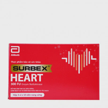 Viên uống Surbex Heart hỗ trợ giảm nguy cơ huyết khối (Hộp 3 vỉ x 10 viên)