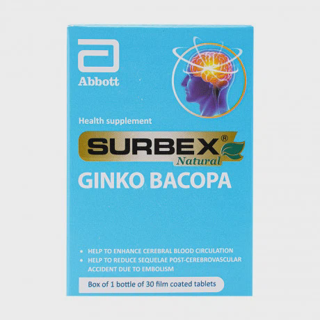 Viên uống Surbex Natural Ginko Bacopa hỗ trợ tuần hoàn máu não (Hộp 30 viên)
