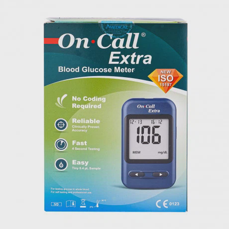 Máy đo đường huyết On-Call Extra đặc biệt khi sử dụng không cần chip mã que thử (hộp 1 cái)