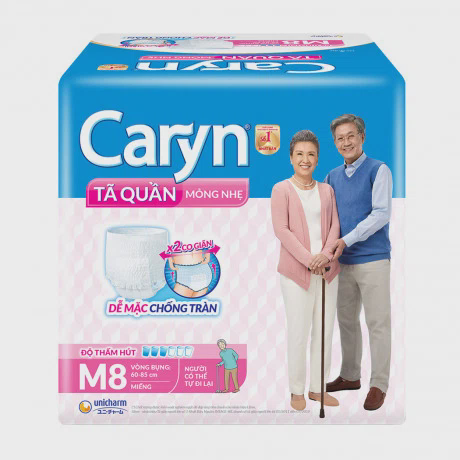 Tã quần mỏng nhẹ cho người lớn Caryn size M (Gói 8 miếng)