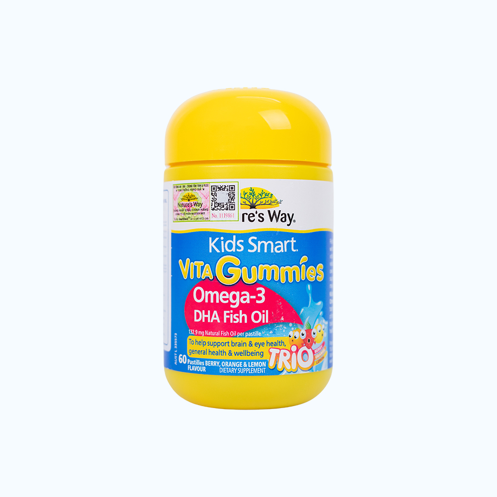 NATURE'S WAY Kids Smart Vita Gummies Omega 3 H.Tro Nao & Mat Tre Em (Hop 60v)
