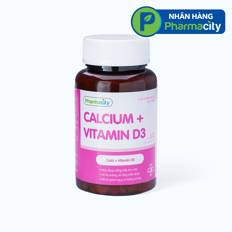 PMC Calcium + Vitamin D3 (Chai 60 vien)