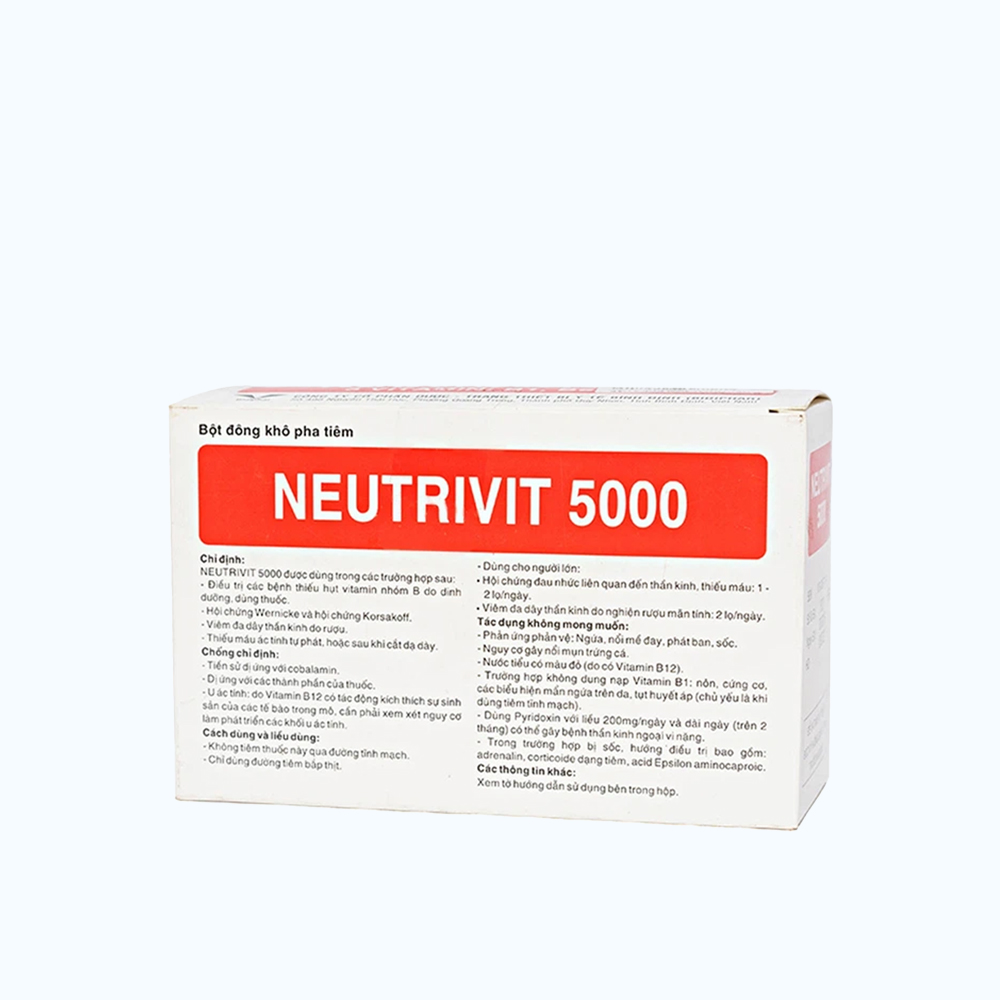 Neutrivit 5000 Bidiphar (H/4 lọ bột + 4 ống dung môi) Inj