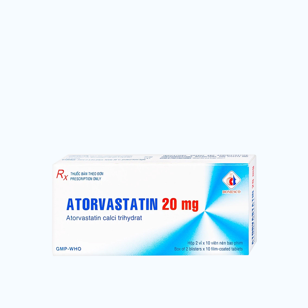 AtorVastatin Tab 20Mg (hop 20Vien) Domesco