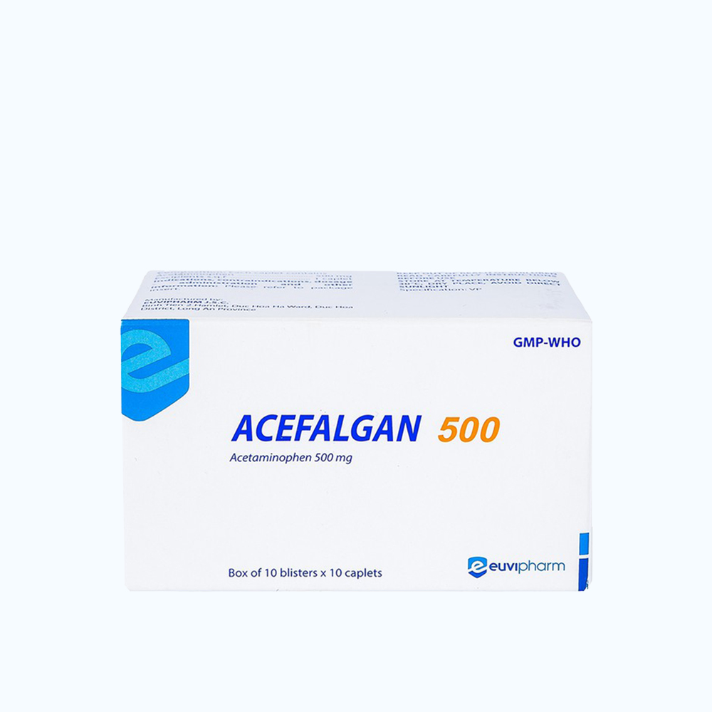 Viên nén Acefalgal 500mg hạ sốt, giảm đau (10 vỉ x 10 viên)