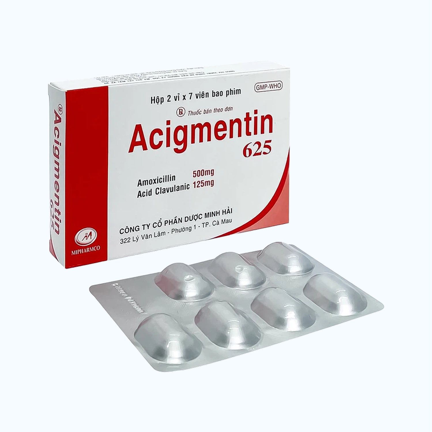 Acigmentin 625mg (2vi x 7 vien)