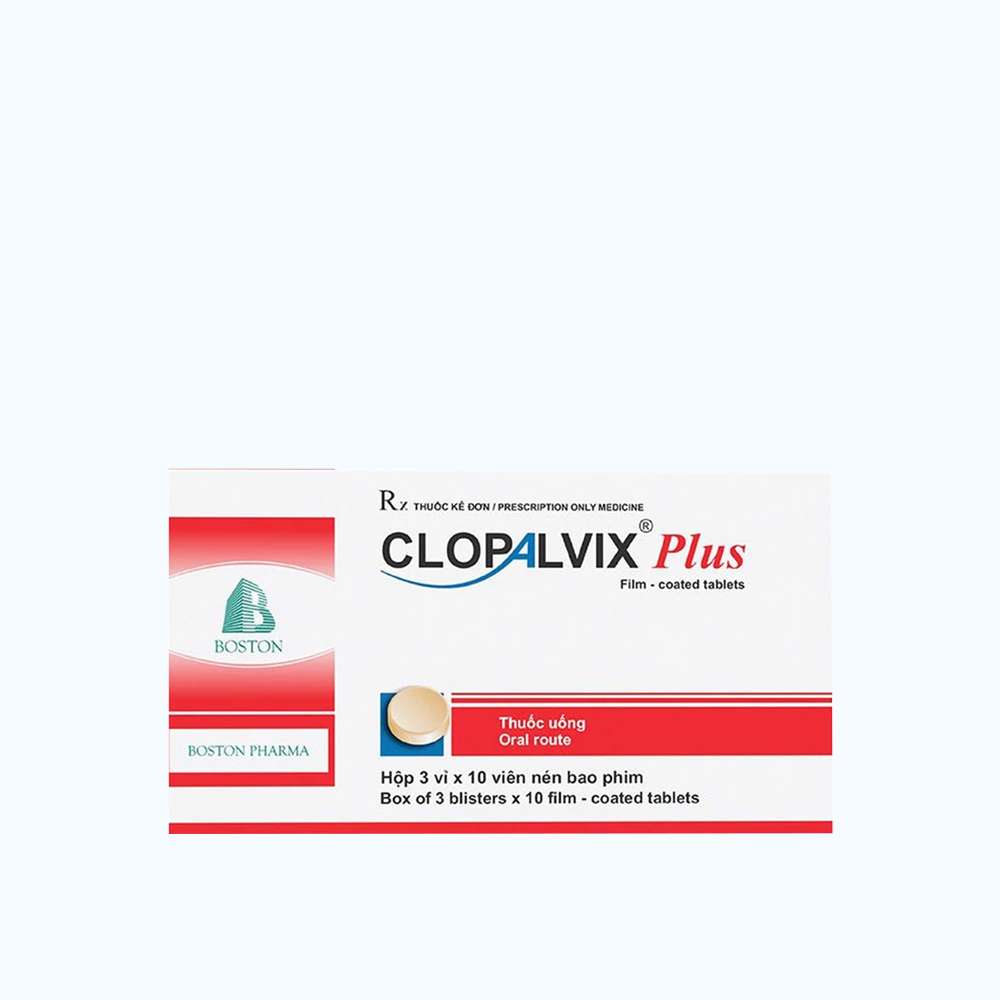 Viên nén Clopalvix Plus phòng ngừa thành lập cục máu đông, huyết khối (3 vỉ x 10 viên)