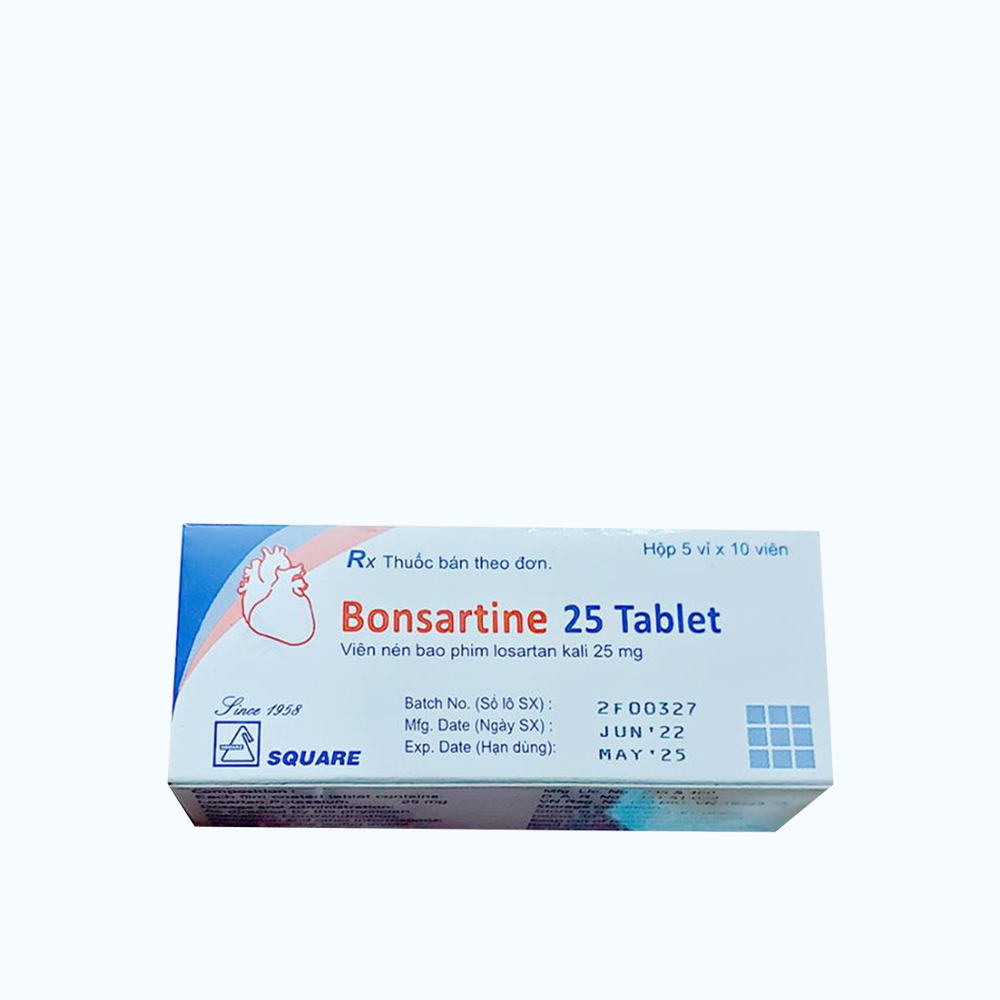 Bonsartine 25mg Square (Hộp 5 vỉ x 10 viên)
