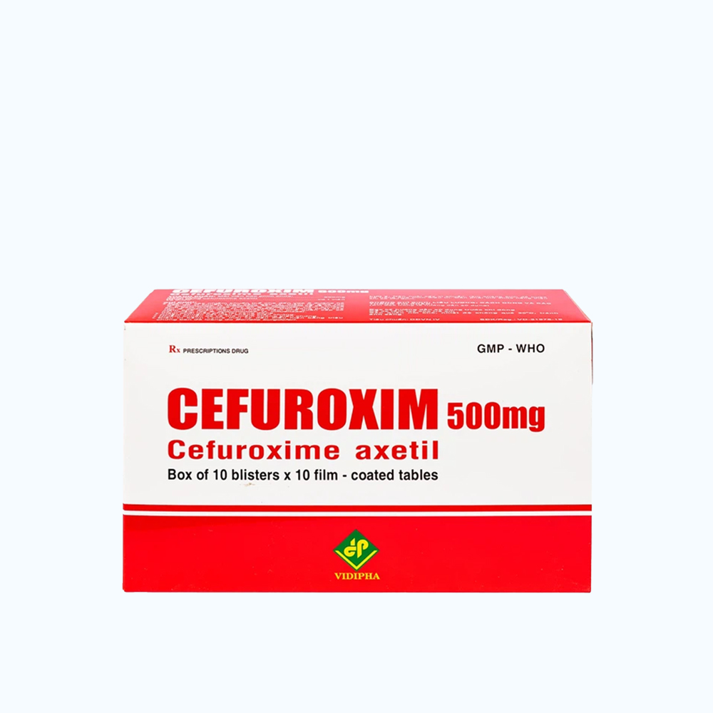 Cefuroxim 500mg Vidipha (10 vỉ x 10 viên)