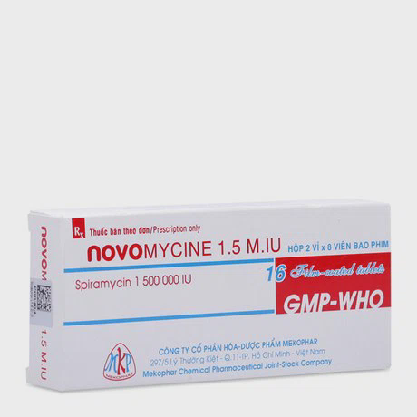Viên bao phim Novomycine 1.5 M.IU điều trị nhiễm khuẩn (2 vỉ x 8 viên)