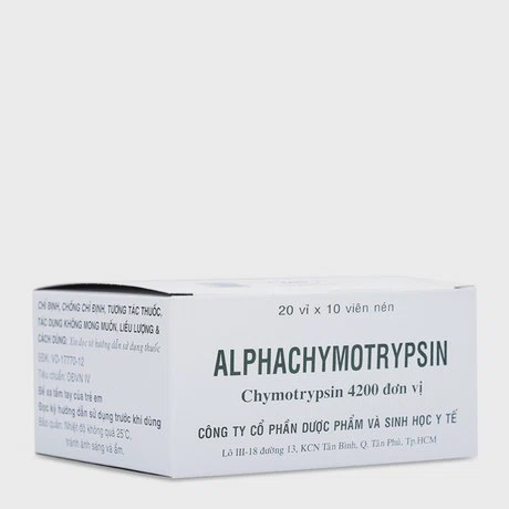 Viên nén Alphachymotrypsin Mebiphar trị viêm và phù nề do áp xe, loét, chấn thương (20 vỉ x 10 viên)