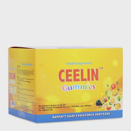 Viên nhai bổ sung Vitamin C bảo vệ sức khỏe hương trái cây Ceelin Gummies (Hộp 24 gói)