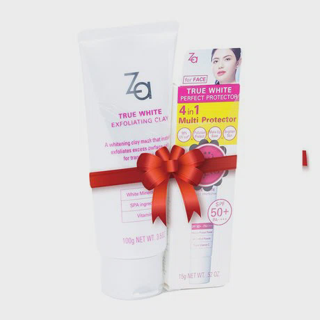 Kem tẩy tế bào chết làm sáng da Za True White (100g) + Tặng kèm sữa chống nắng Za True White (15g)