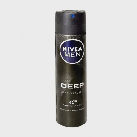 Xịt khử mùi than đen hoạt tính cho nam Nivea Men Deep Dry & Clean Feel (150ml)