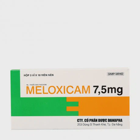 Viên nén Meloxicam 7.5 mg Danapha trị bệnh thoái hóa khớp, viêm cột sống dính khớp (3 vỉ x 10 viên)