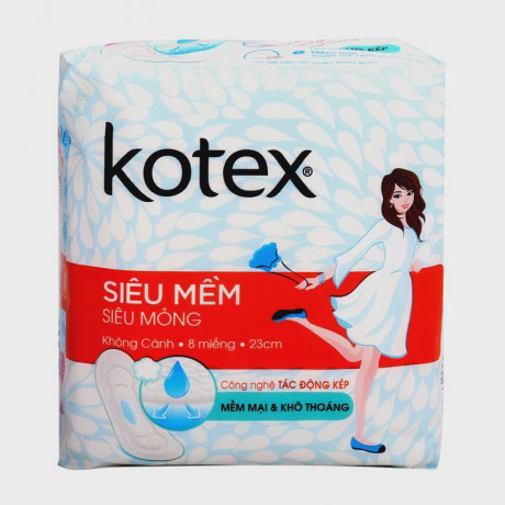 Băng vệ sinh siêu mềm siêu mỏng không cánh Kotex 23cm (8 miếng/gói)