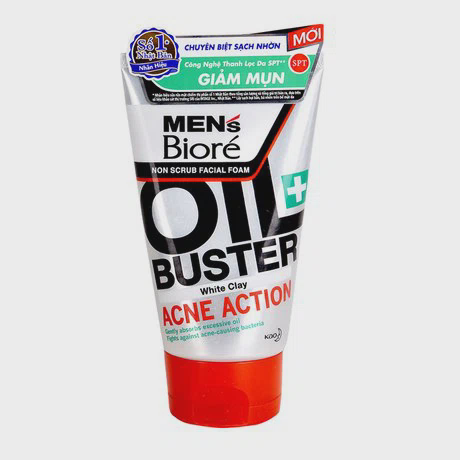 Sữa rửa mặt sạch nhờn giảm mụn cho nam Men’s Bioré Oil Buster Acne Action (100g)