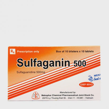 Viên nén Sulfaganin 500mg điều trị tiêu chảy cấy do nhiễm khuẩn (10 vỉ x 10 viên)