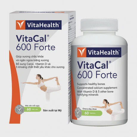 Viên uống ngừa loãng xương VitaHealth VitaCal 600 Forte (Chai 60 viên)